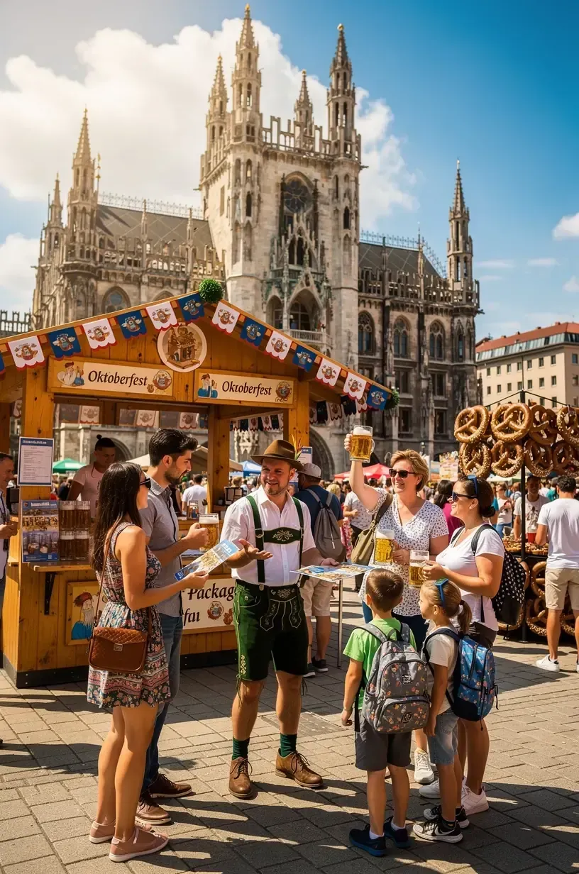 Menschen genießen ein kulturelles Festival in Deutschland bei Tageslicht mit bunten Dekorationen